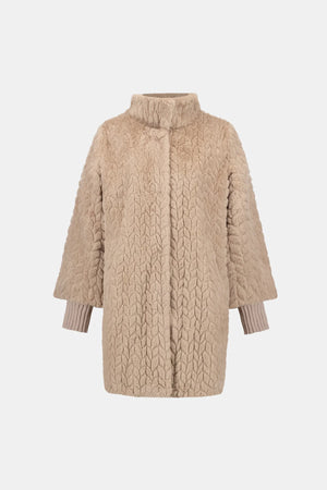 Chevron Faux Fur Coat