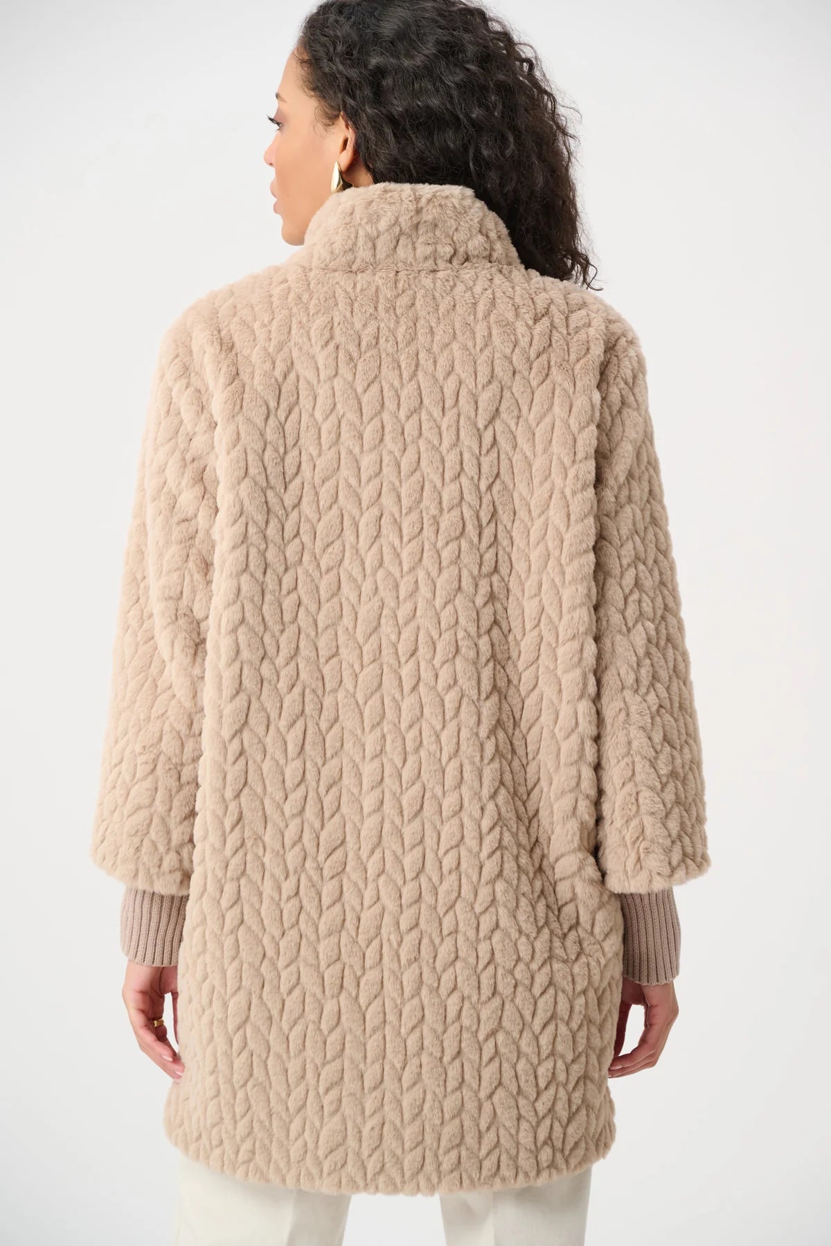 Chevron Faux Fur Coat