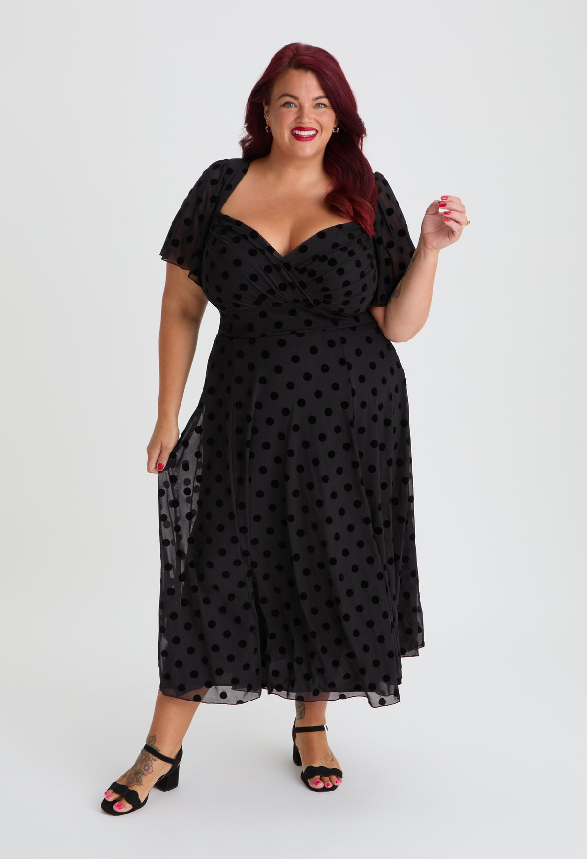Liz Bolero Wrap Bodice Curve+ Midi Dress – Pamela Scott