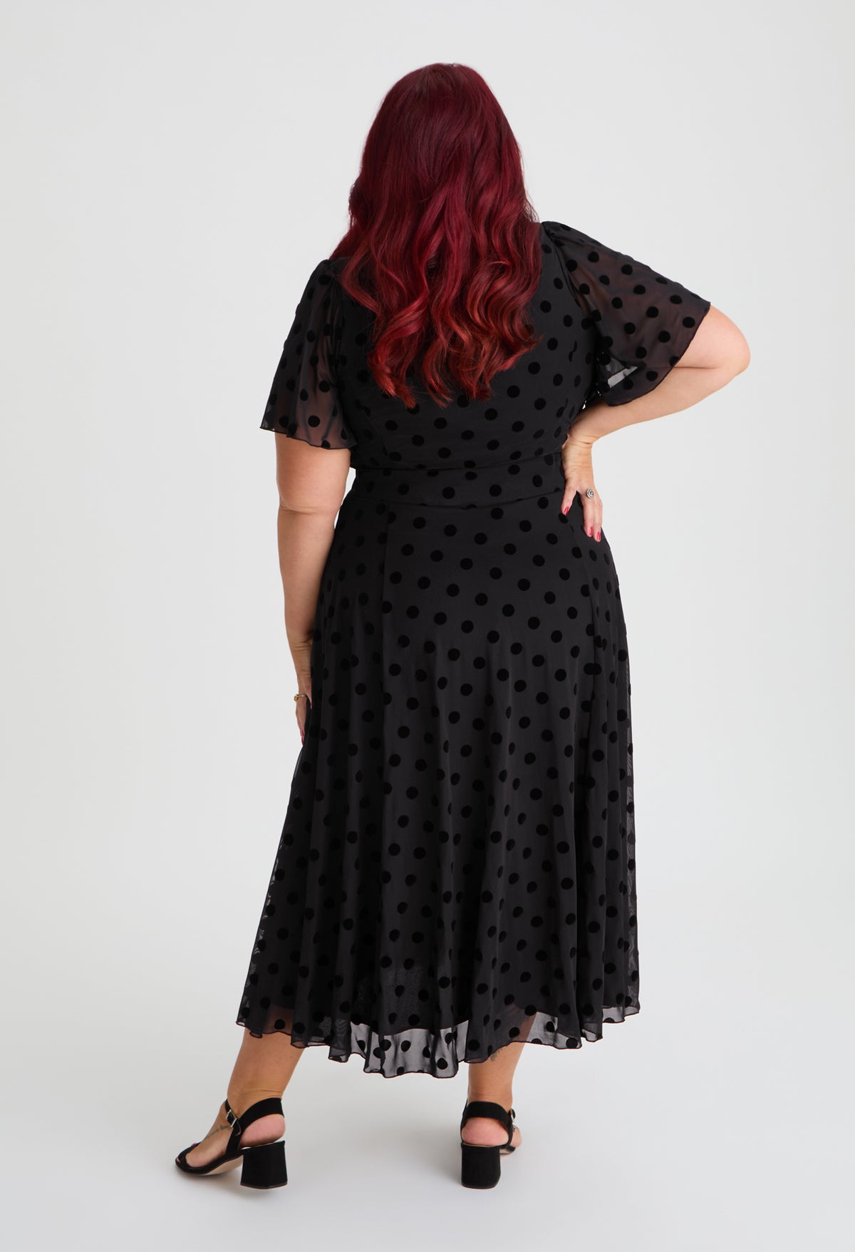Liz Bolero Wrap Bodice Curve+ Midi Dress, view 4 – Pamela Scott