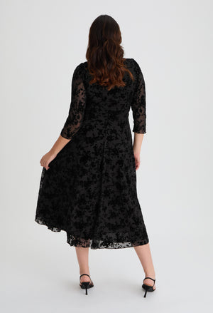 Katherine Velvet Flock Curve+ Midi Dress