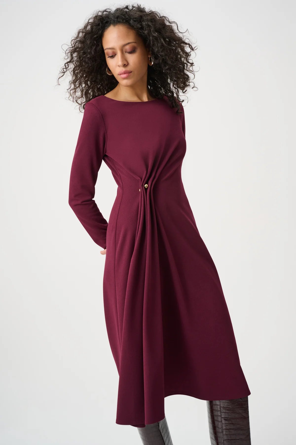 Midi Wrap Dress With Buttons