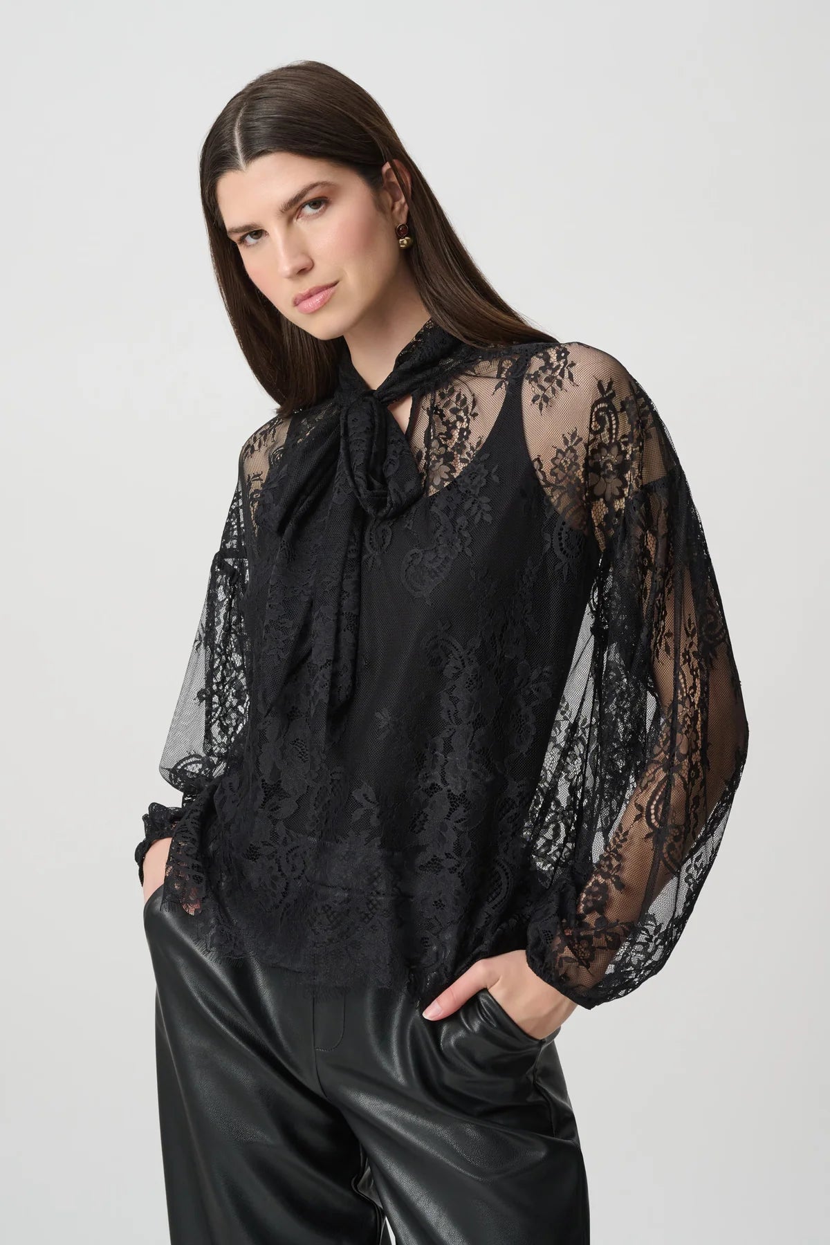 Lace Bow Neck Blouse