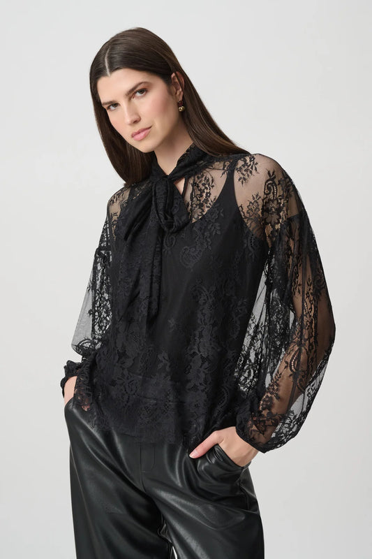 Lace Bow Neck Blouse – Pamela Scott