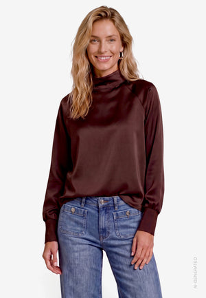 High Neck Satin Blouse