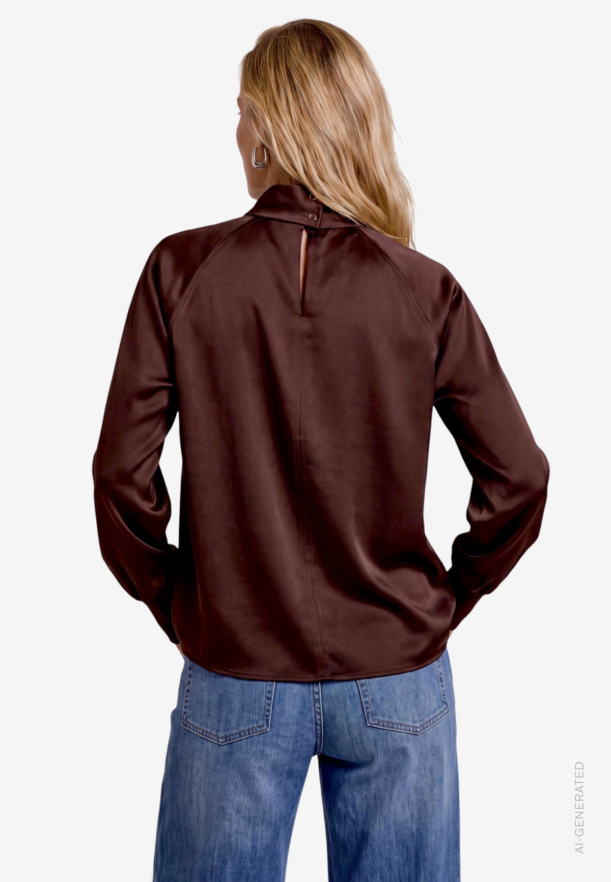 High Neck Satin Blouse