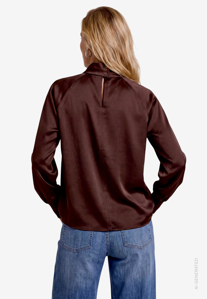 High Neck Satin Blouse