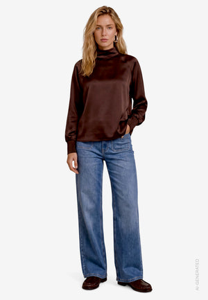 High Neck Satin Blouse