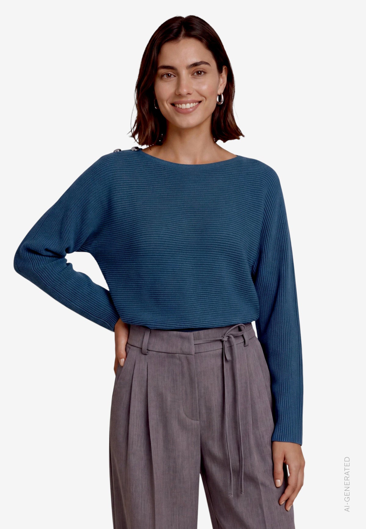 Knitted Jumper With Button Accent