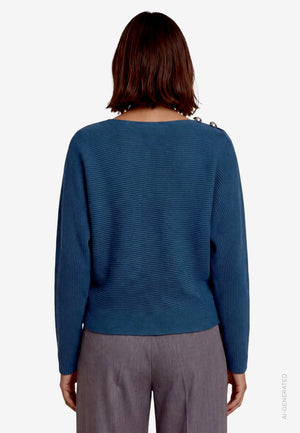 Knitted Jumper With Button Accent