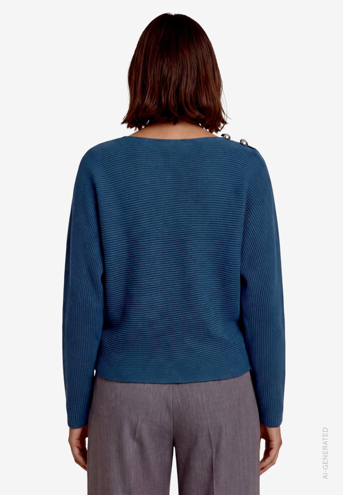 Knitted Jumper With Button Accent