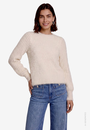 Knitted Jumper With Textured Stripes