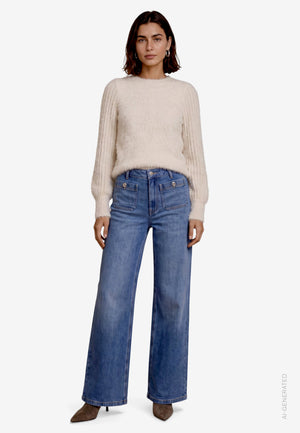 Knitted Jumper With Textured Stripes