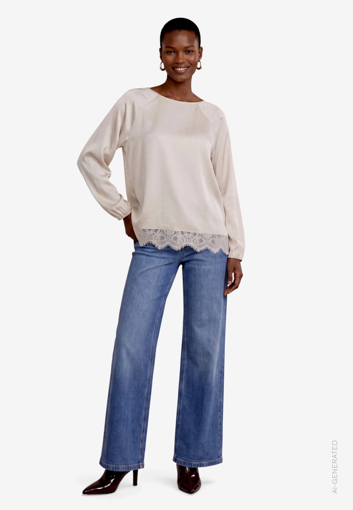 Satin Blouse With Lace