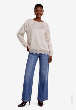 Satin Blouse With Lace