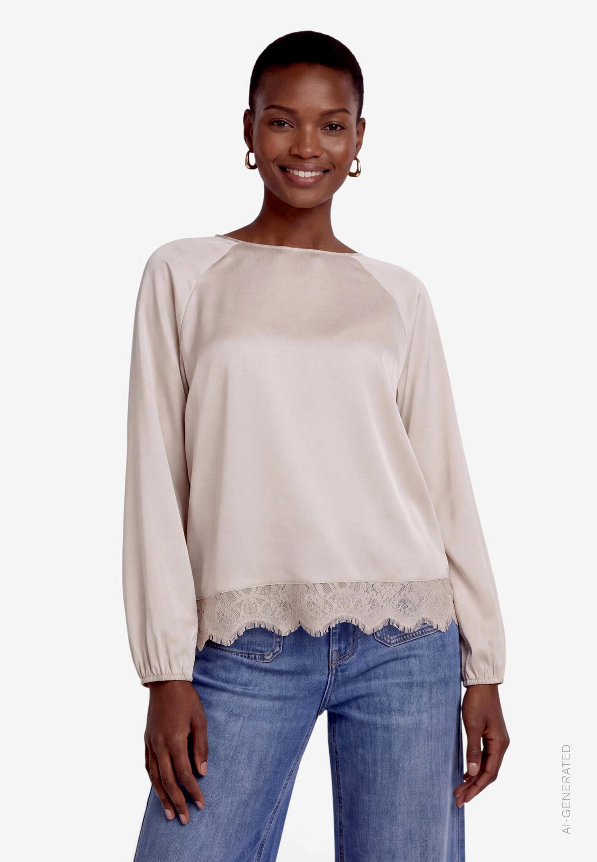 Satin Blouse With Lace