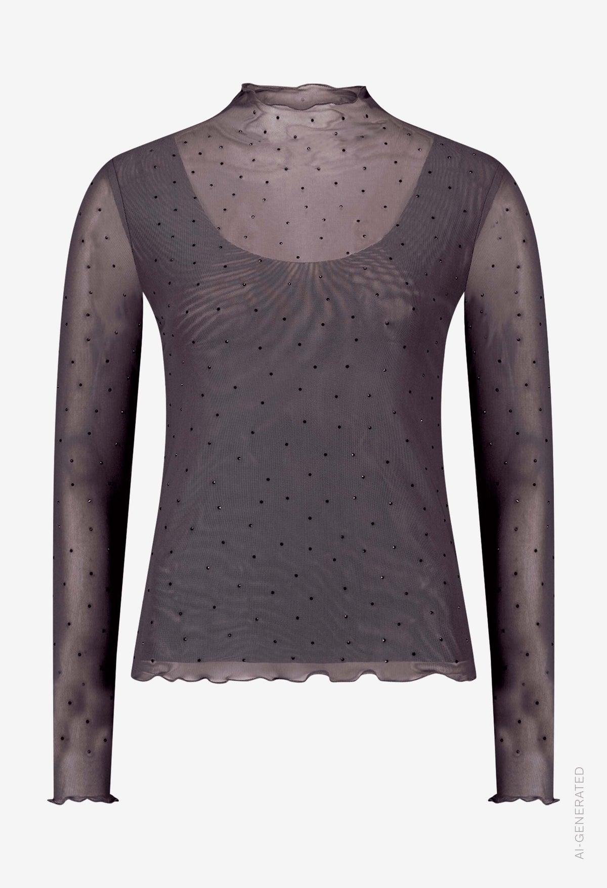 Mesh Top With Rhinestone Detail