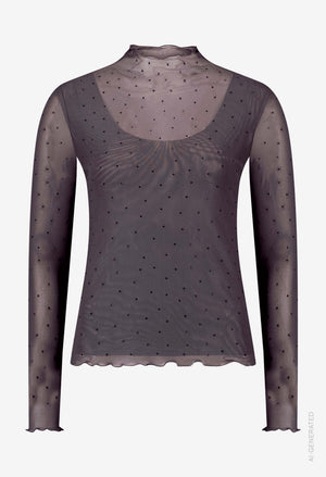 Mesh Top With Rhinestone Detail