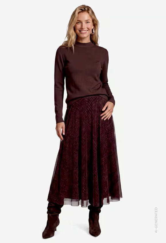 Tulle skirt with animal print
