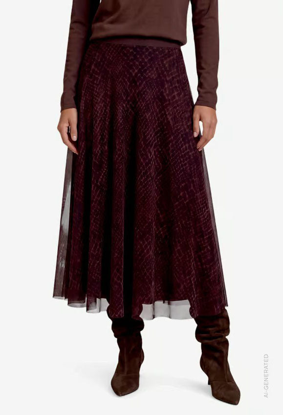 Tulle skirt with animal print