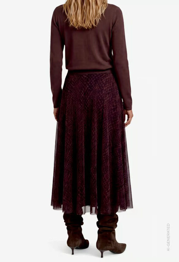 Tulle skirt with animal print