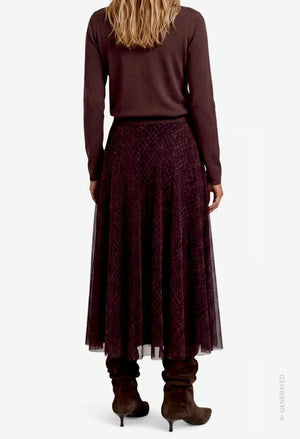 Tulle skirt with animal print