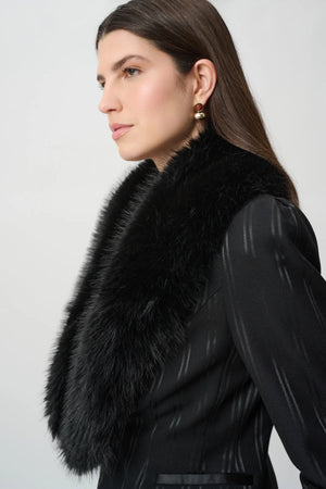 Faux-Fur Collar Striped Blazer
