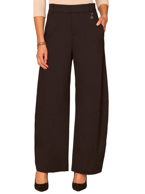 Ultra Skyrise Round Up Barrel Leg Ponte Knit Pants with Waist Charm