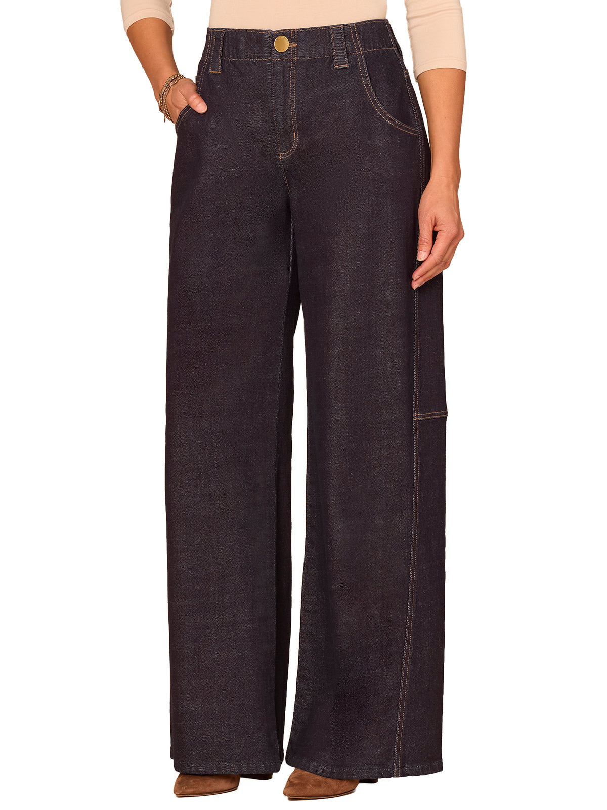"Ab"solution® Skyrise V-Yoke Diagonal Seam Wide Leg Jeans