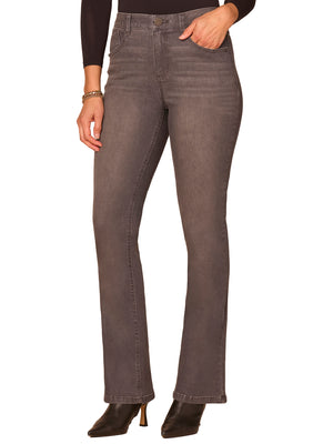 "Ab"solution® Rhinestone Cascading Pocket Itty Bitty Boot Grey Jeans