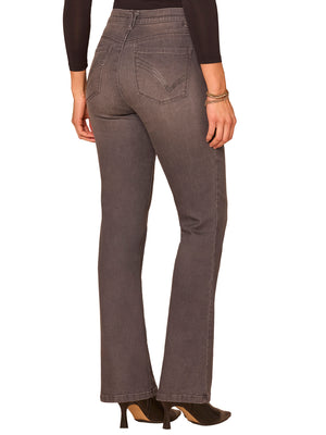 "Ab"solution® Rhinestone Cascading Pocket Itty Bitty Boot Grey Jeans