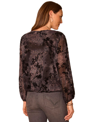Bubble Hem Abstract Print Blouse