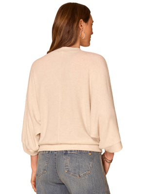 Three Quarter Dolman Sleeve Embroidered Knit Top