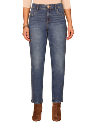 "Ab"solution® High Rise Double Side Seam Spliced Straight Jeans