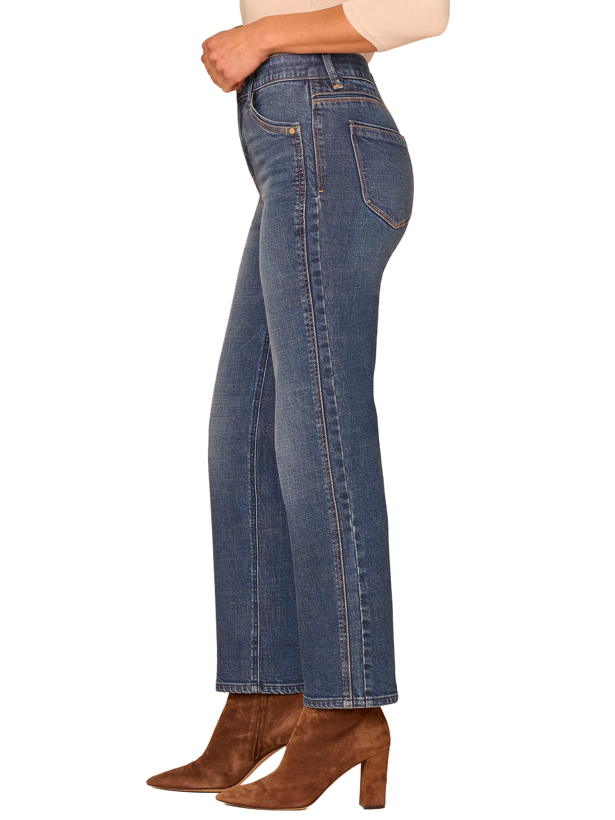 "Ab"solution® High Rise Double Side Seam Spliced Straight Jeans
