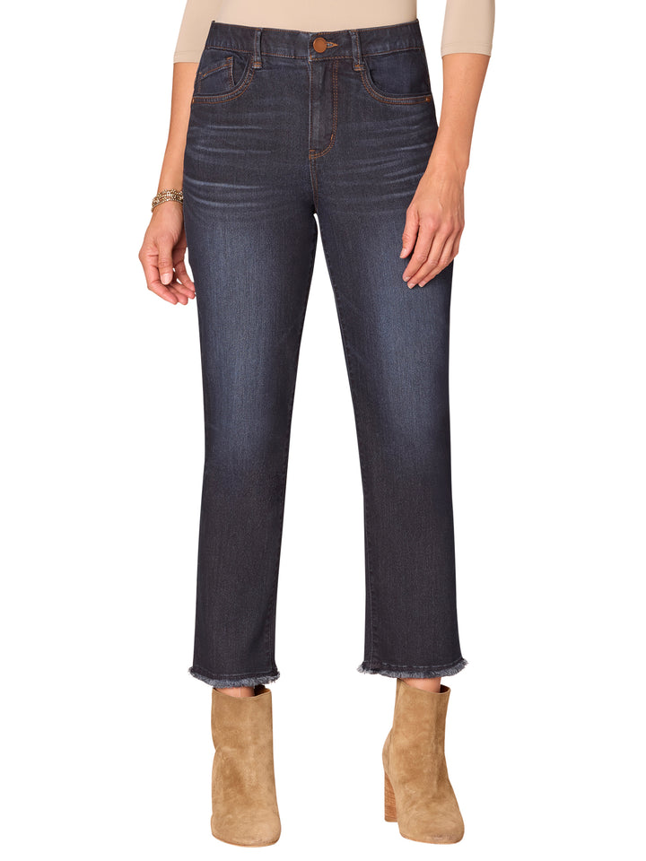 "Ab"solution® High Rise Fray Slim Straight Jeans with Cascading D – Pamela Scott