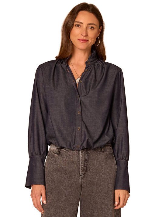 Bubble Hem Woven Button Up Shirt – Pamela Scott