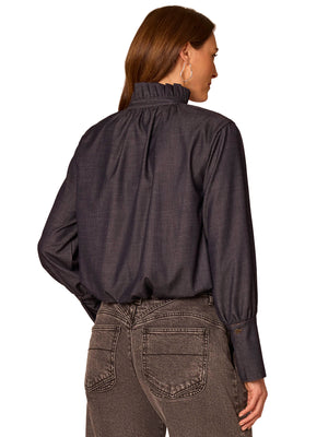Bubble Hem Woven Button Up Shirt