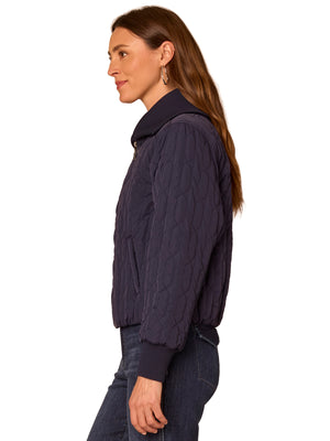 Quilted Zip front Sweater Jacket