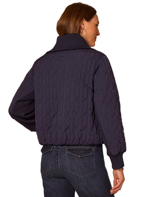 Quilted Zip front Sweater Jacket