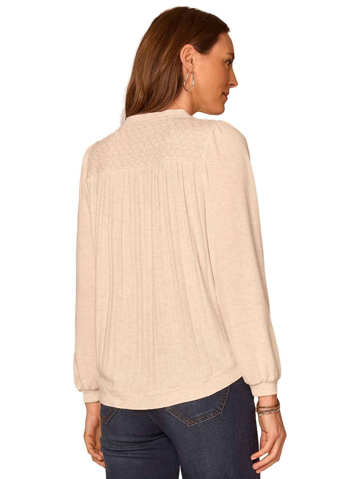 Mandarin Collar Half Placket Knit Top