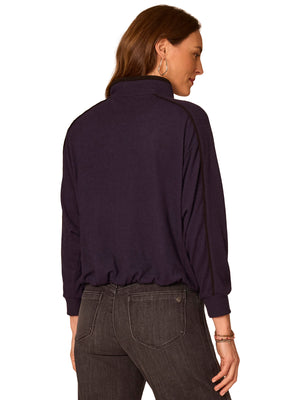 Mixed Media Knit Tie Collar Top
