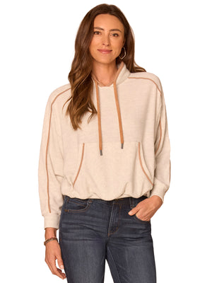 Mixed Media Knit Tie Collar Top