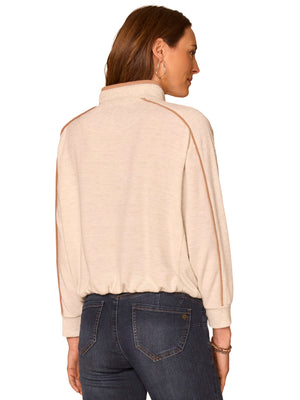 Mixed Media Knit Tie Collar Top