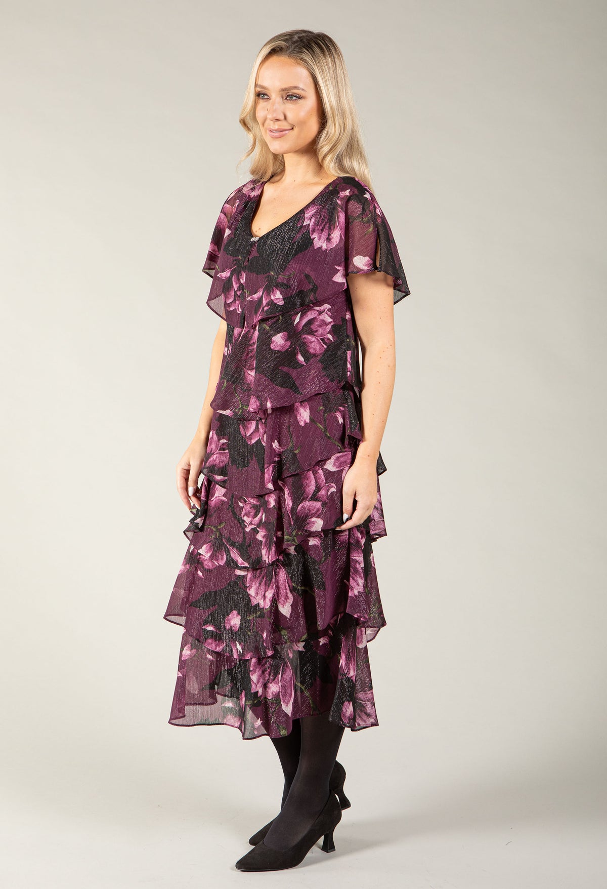 Floral Chiffon Midi Dress