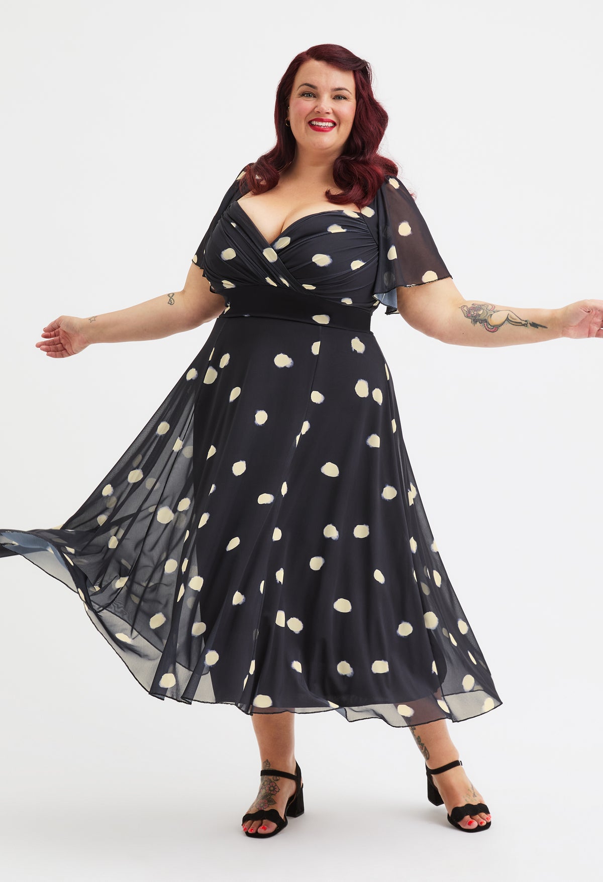 Liz Bolero Wrap Bodice Curve+ Midi Dress – Pamela Scott