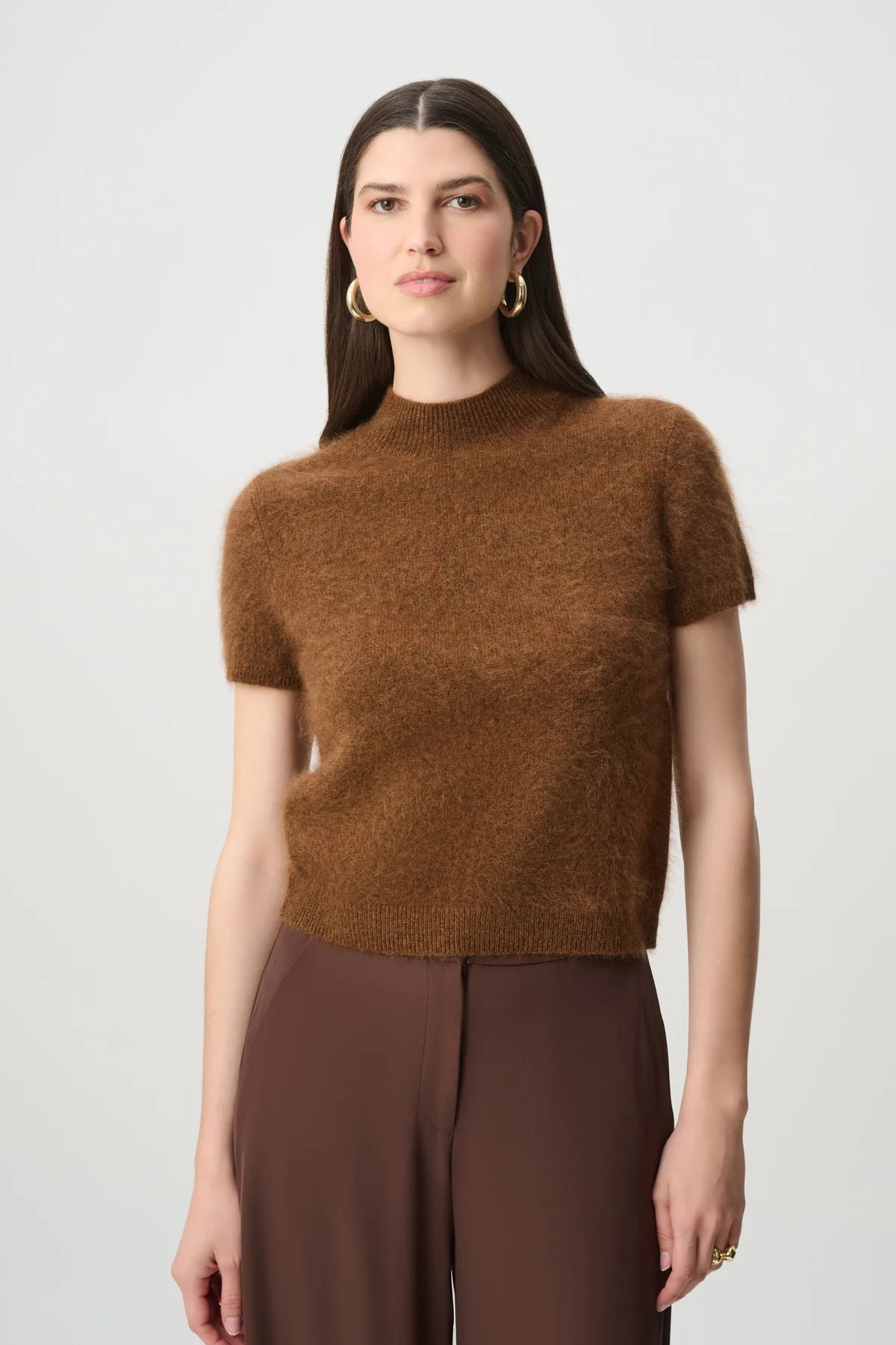 Brushed Wool Short Sleeve Sweater, view 2 – Pamela Scott