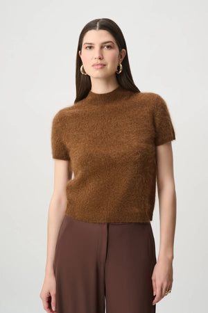 Brushed Wool Short Sleeve Sweater, view 2 – Pamela Scott