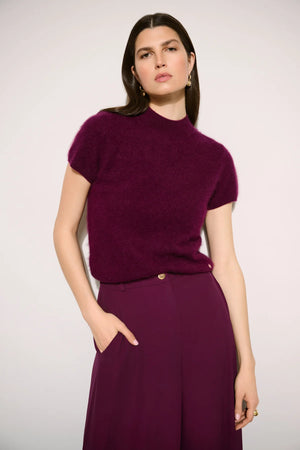 Brushed Wool Short Sleeve Sweater, view 6 – Pamela Scott