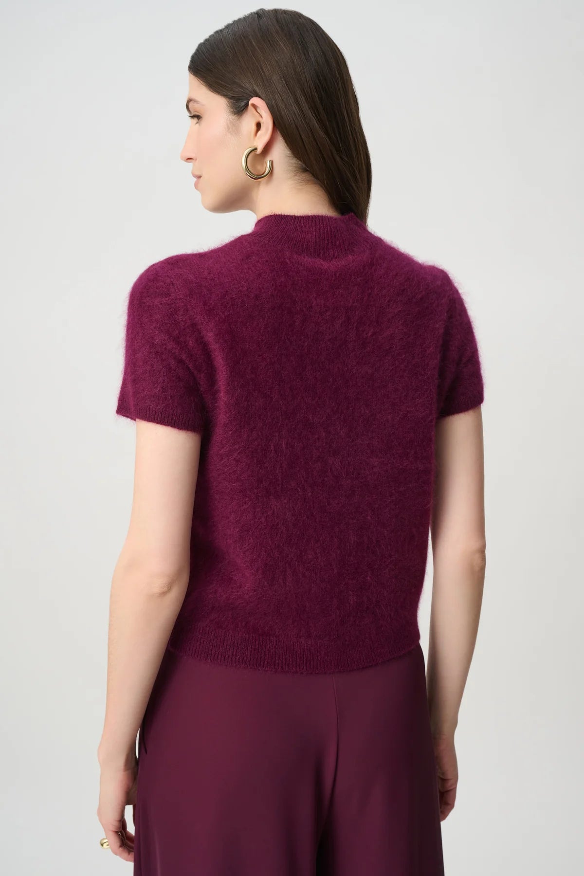 Brushed Wool Short Sleeve Sweater, view 8 – Pamela Scott